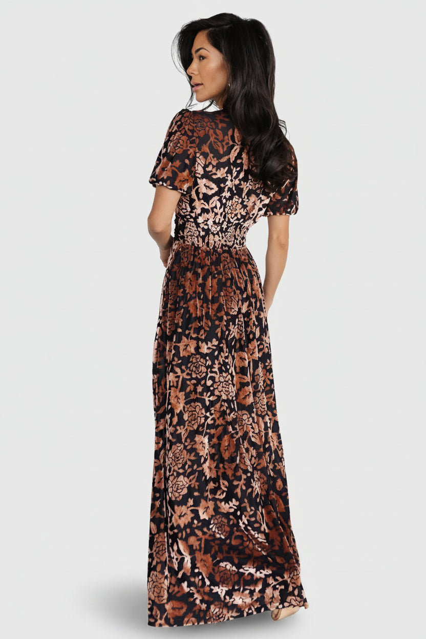 Leslie Velvet Maxi Dress | Baltic Born Black + Bronze