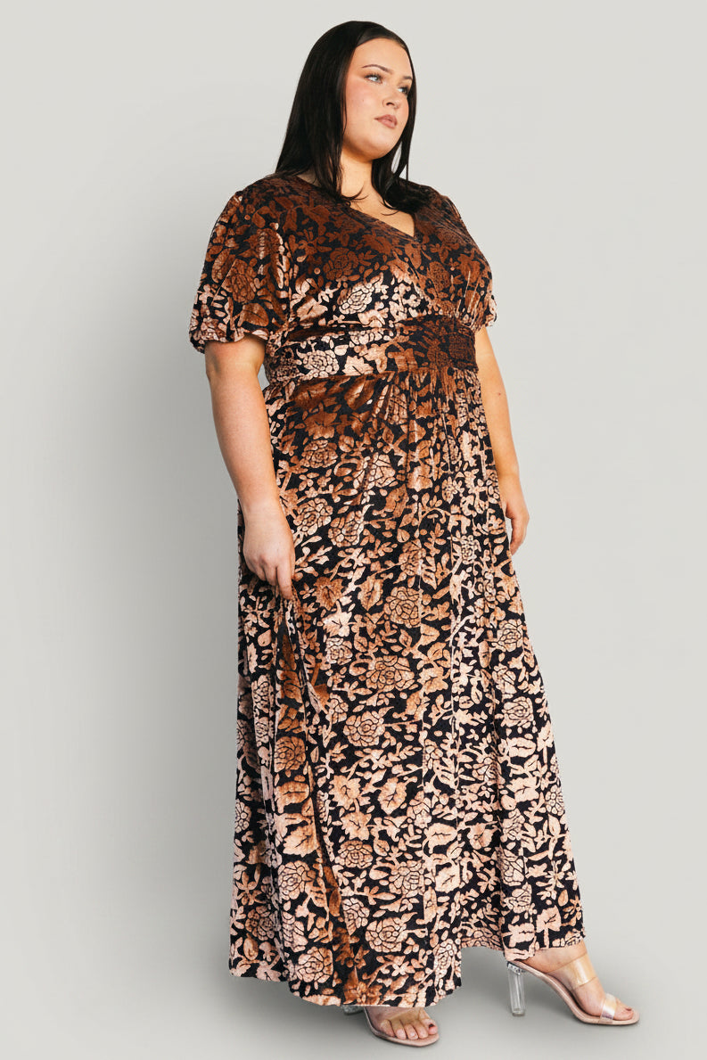 Leslie Velvet Maxi Dress | Baltic Born Black + Bronze