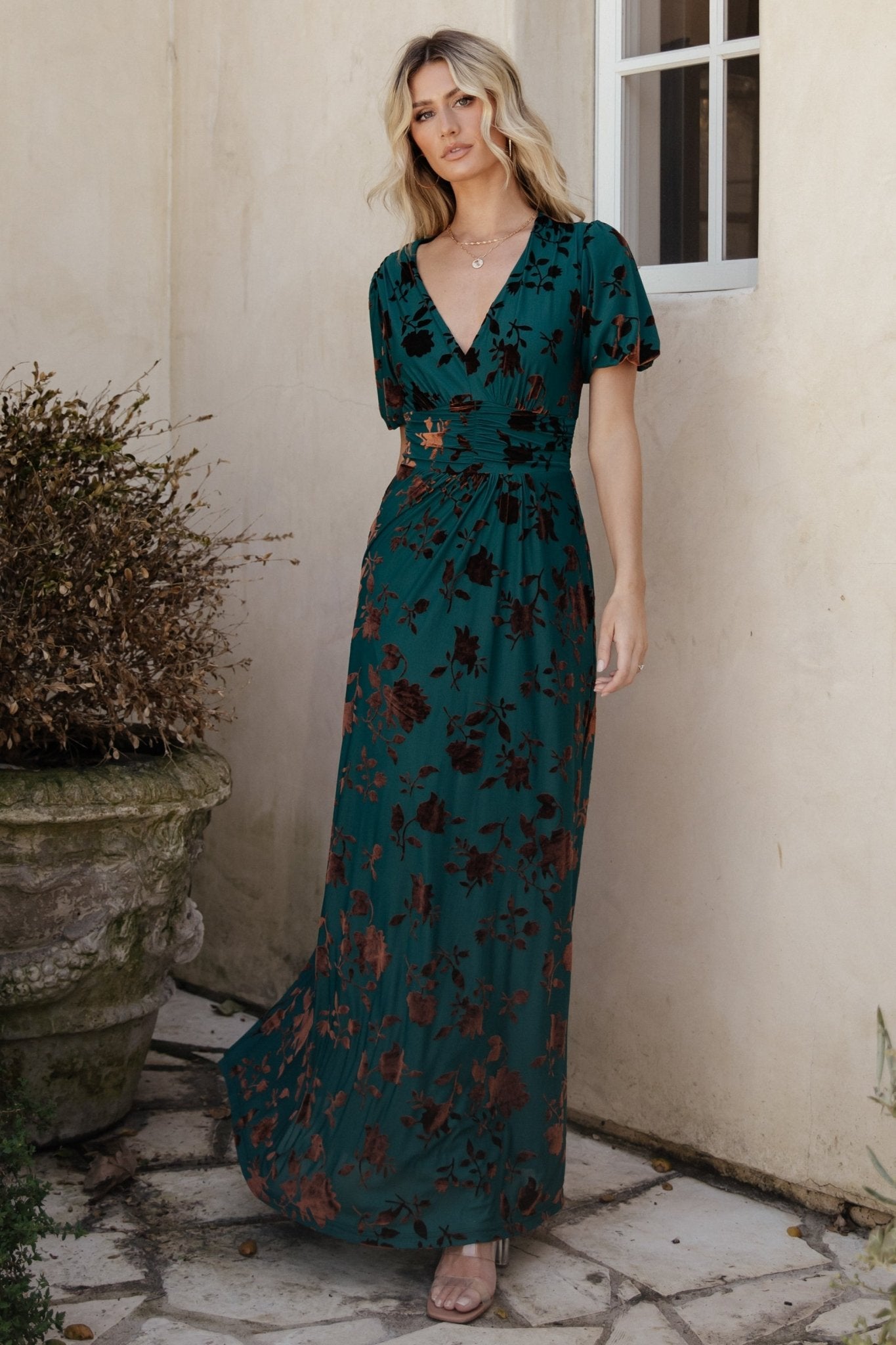 Leslie Velvet Maxi Dress | Baltic Born Bronze + Jade
