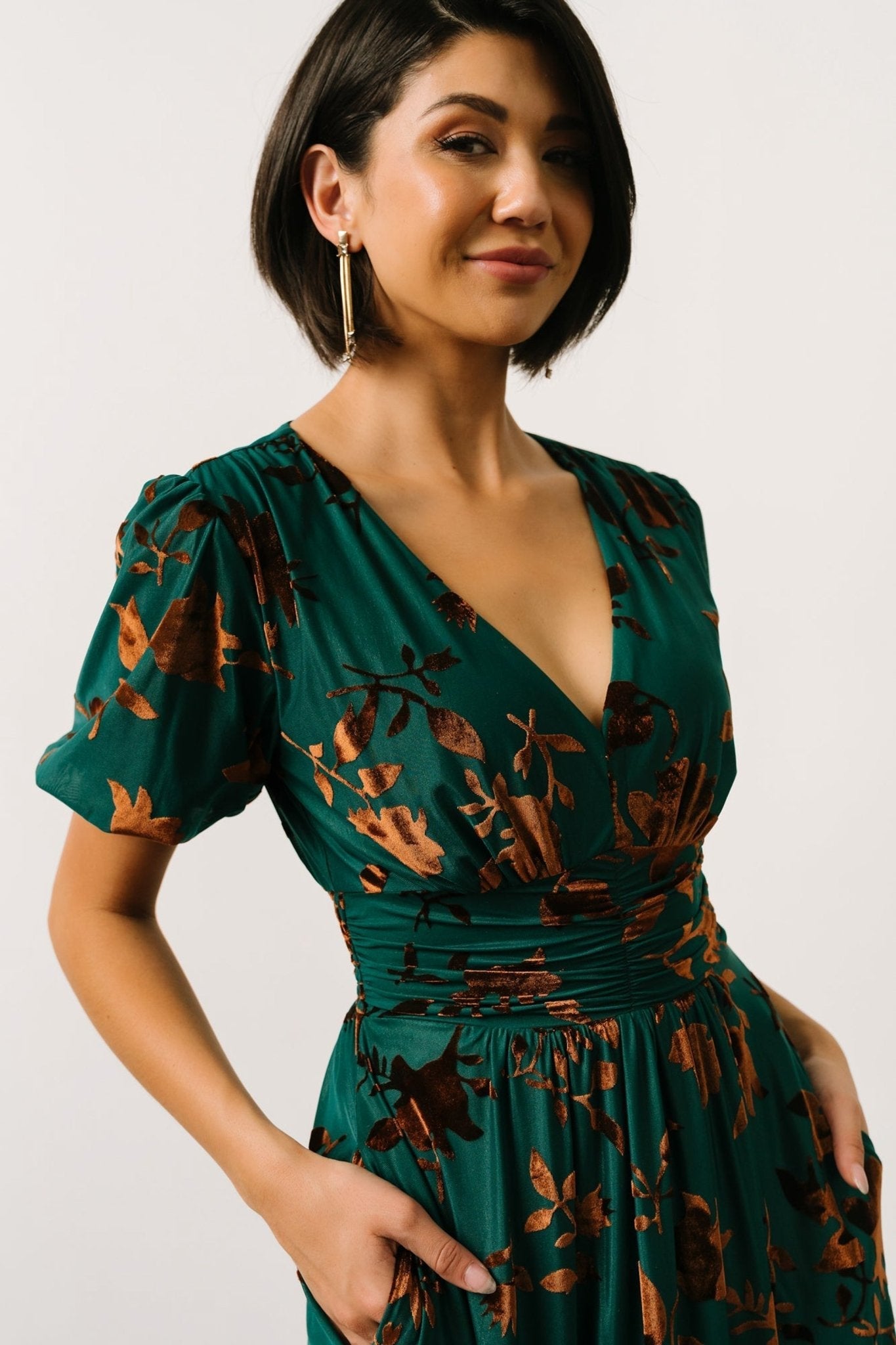 Leslie Velvet Maxi Dress | Baltic Born Bronze + Jade