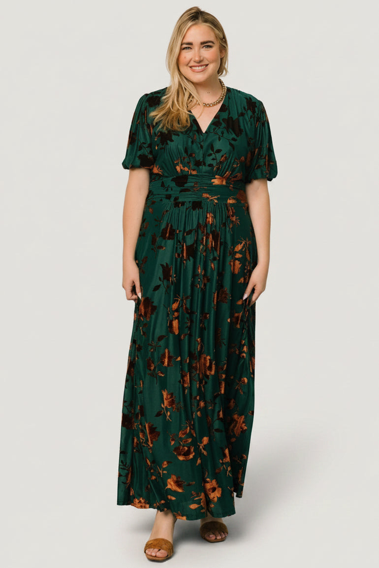 Leslie Velvet Maxi Dress | Baltic Born Bronze + Jade