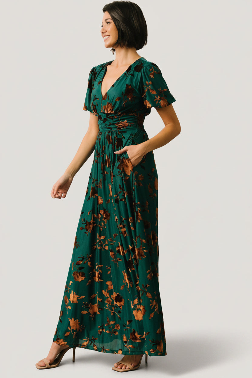 Leslie Velvet Maxi Dress | Baltic Born Bronze + Jade