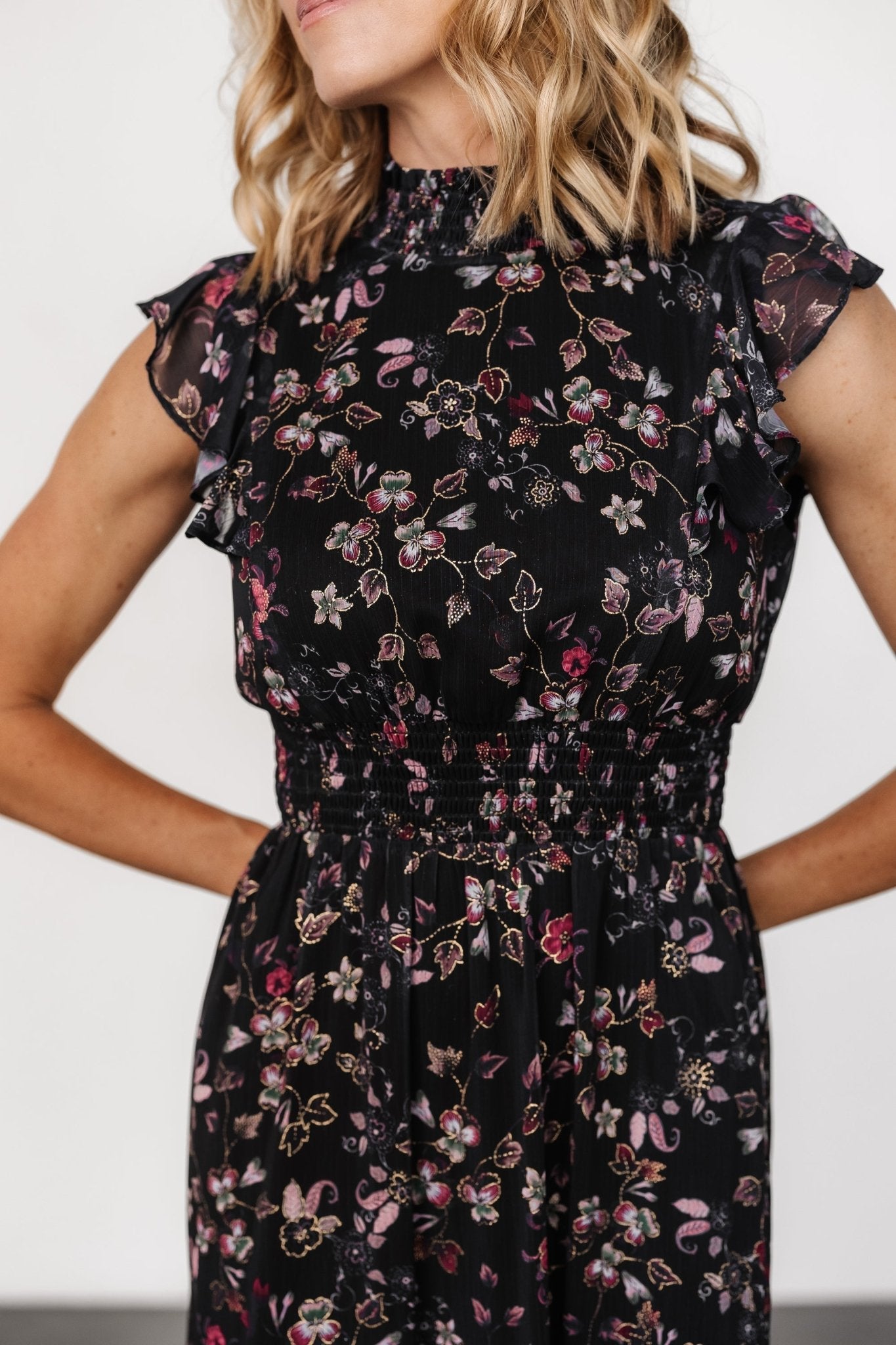 Kearny Ruffle Maxi Dress | Baltic Born Midnight + Gold Multi