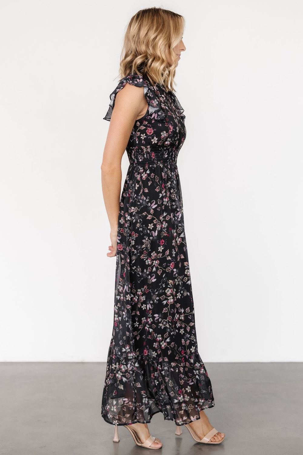 Kearny Ruffle Maxi Dress | Baltic Born Midnight + Gold Multi
