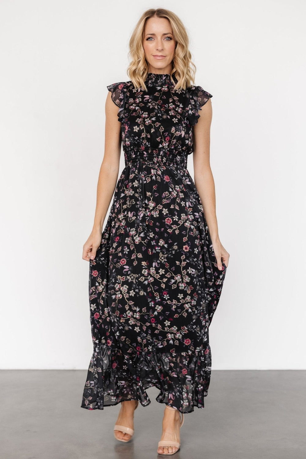 Kearny Ruffle Maxi Dress | Baltic Born Midnight + Gold Multi