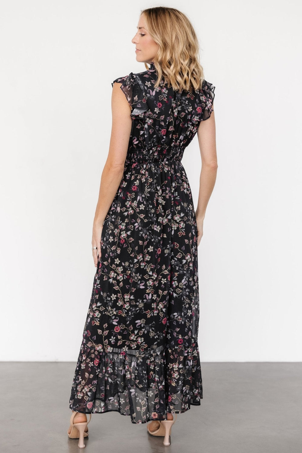 Kearny Ruffle Maxi Dress | Baltic Born Midnight + Gold Multi