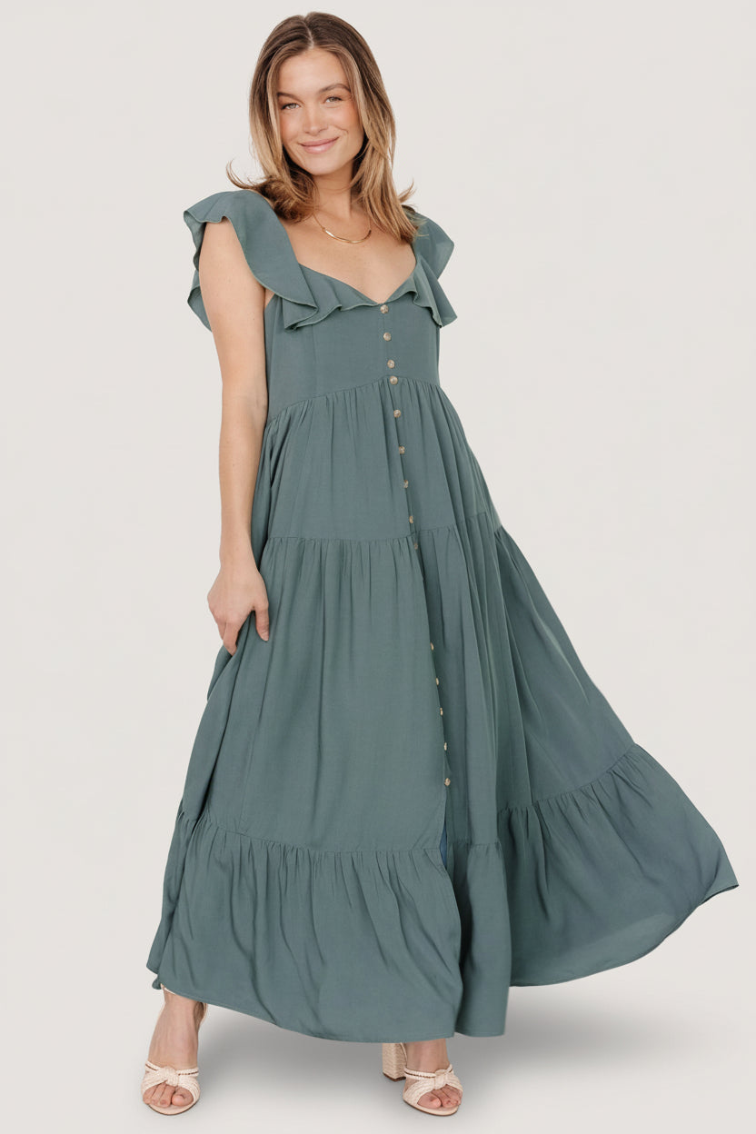 Ellie Ruffle Top Dress | Baltic Born Deep Teal