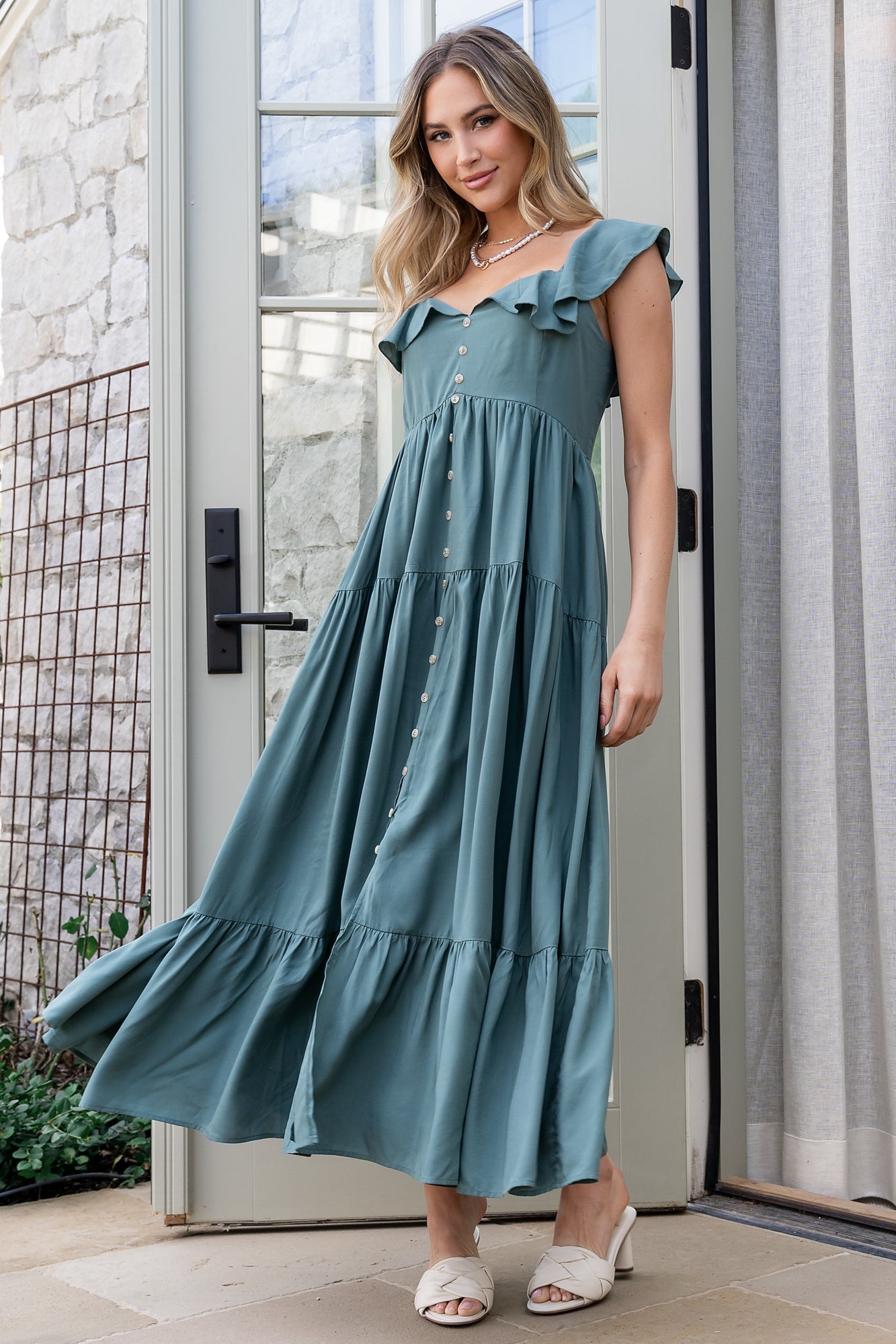 Ellie Ruffle Top Dress | Baltic Born Deep Teal