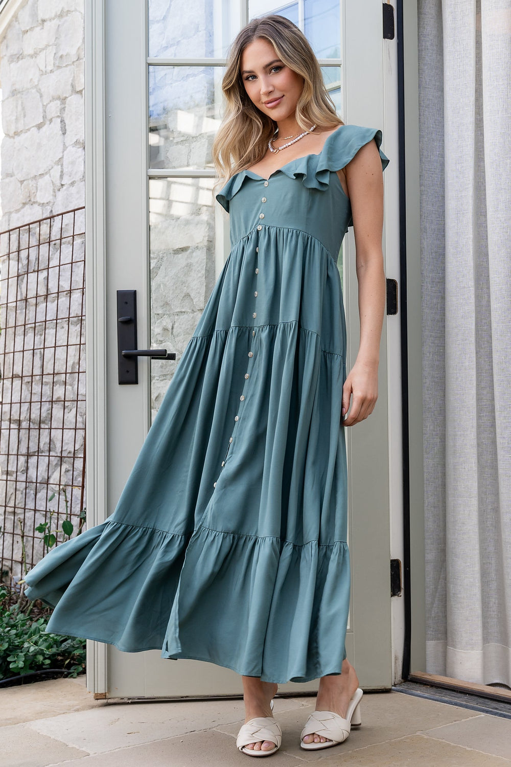 Ellie Ruffle Top Dress | Baltic Born Deep Teal