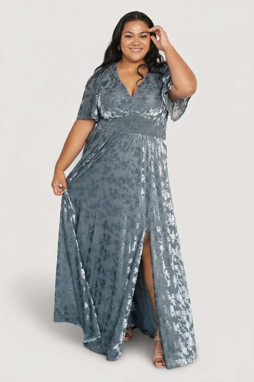 Veronica Velvet Maxi Dress | Baltic Born Slate Blue
