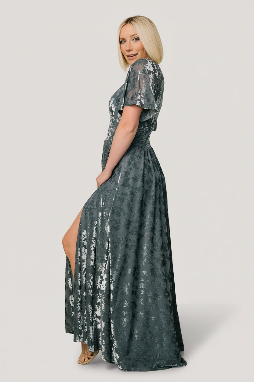 Veronica Velvet Maxi Dress | Baltic Born Slate Blue