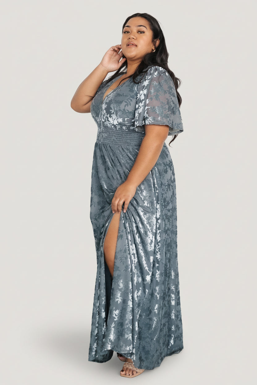 Veronica Velvet Maxi Dress | Baltic Born Slate Blue