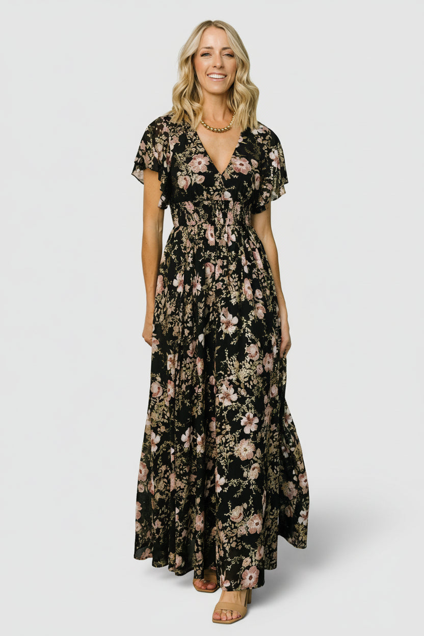 Lynlee Metallic Maxi Dress | Baltic Born Black + Mauve