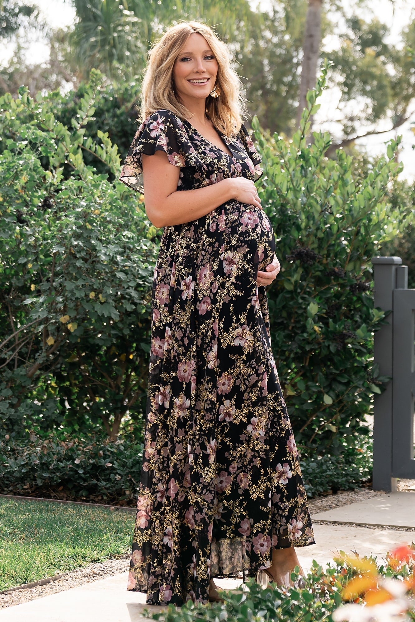 Lynlee Metallic Maxi Dress | Baltic Born Black + Mauve