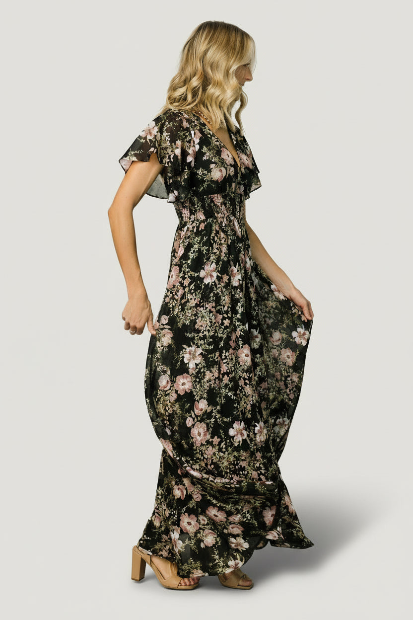 Lynlee Metallic Maxi Dress | Baltic Born Black + Mauve