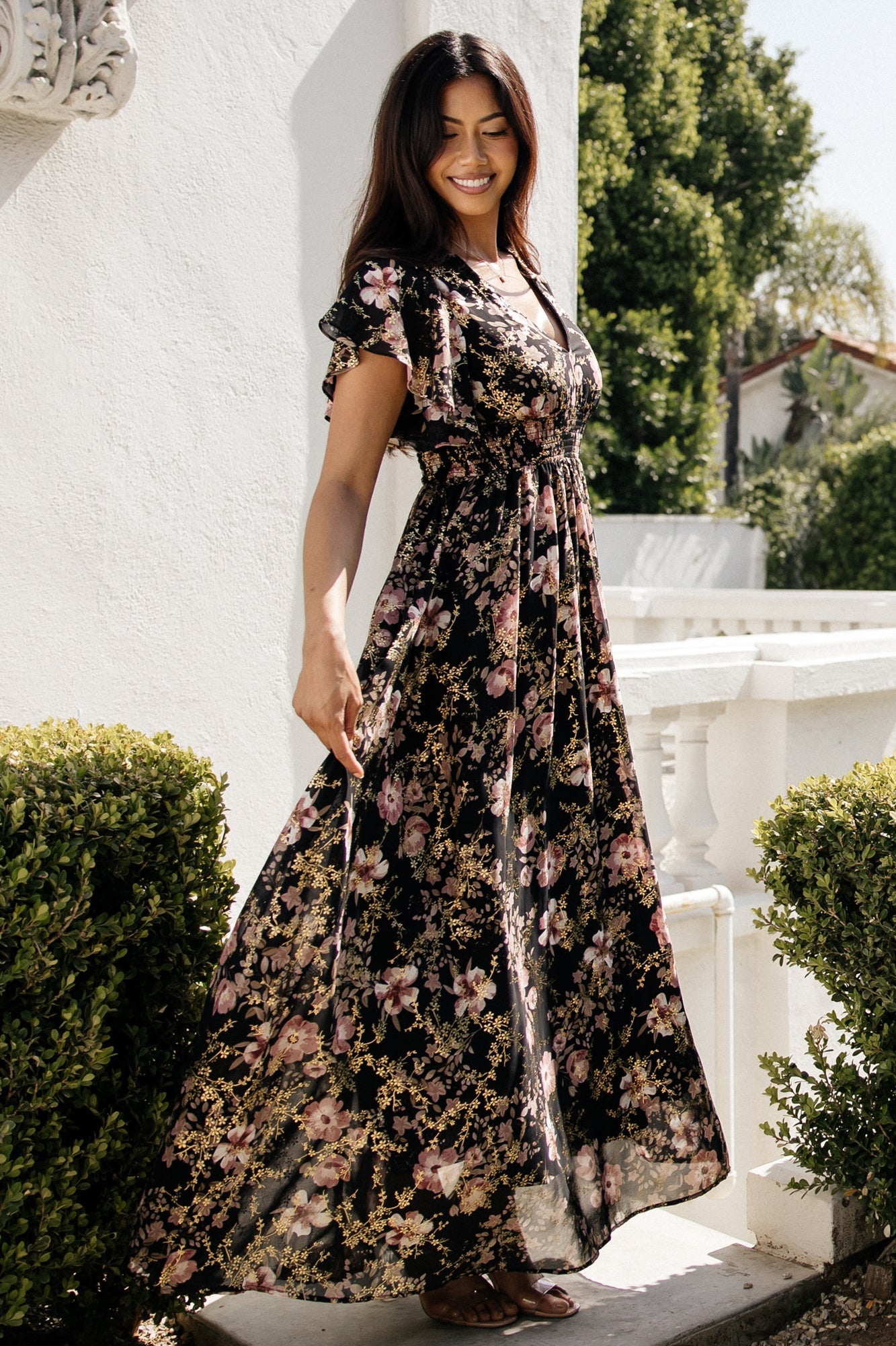 Lynlee Metallic Maxi Dress | Baltic Born Black + Mauve