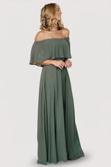 Victoria Off Shoulder Maxi Dress | Baltic Born Dark Sage