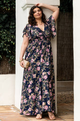 Lynlee Metallic Maxi Dress | Baltic Born Dark Blue + Pink