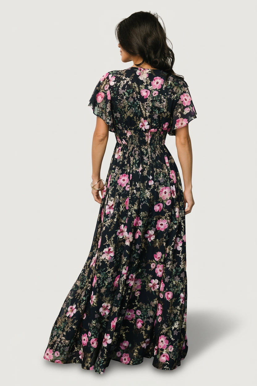Lynlee Metallic Maxi Dress | Baltic Born Dark Blue + Pink