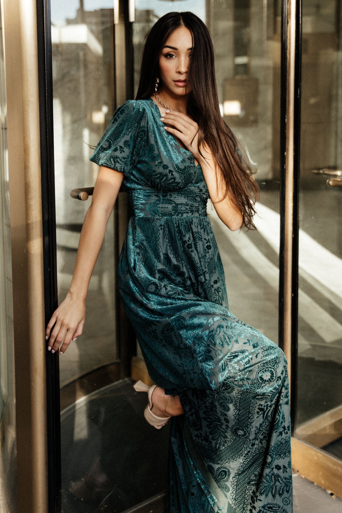 Leslie Velvet Maxi Dress | Baltic Born Emerald