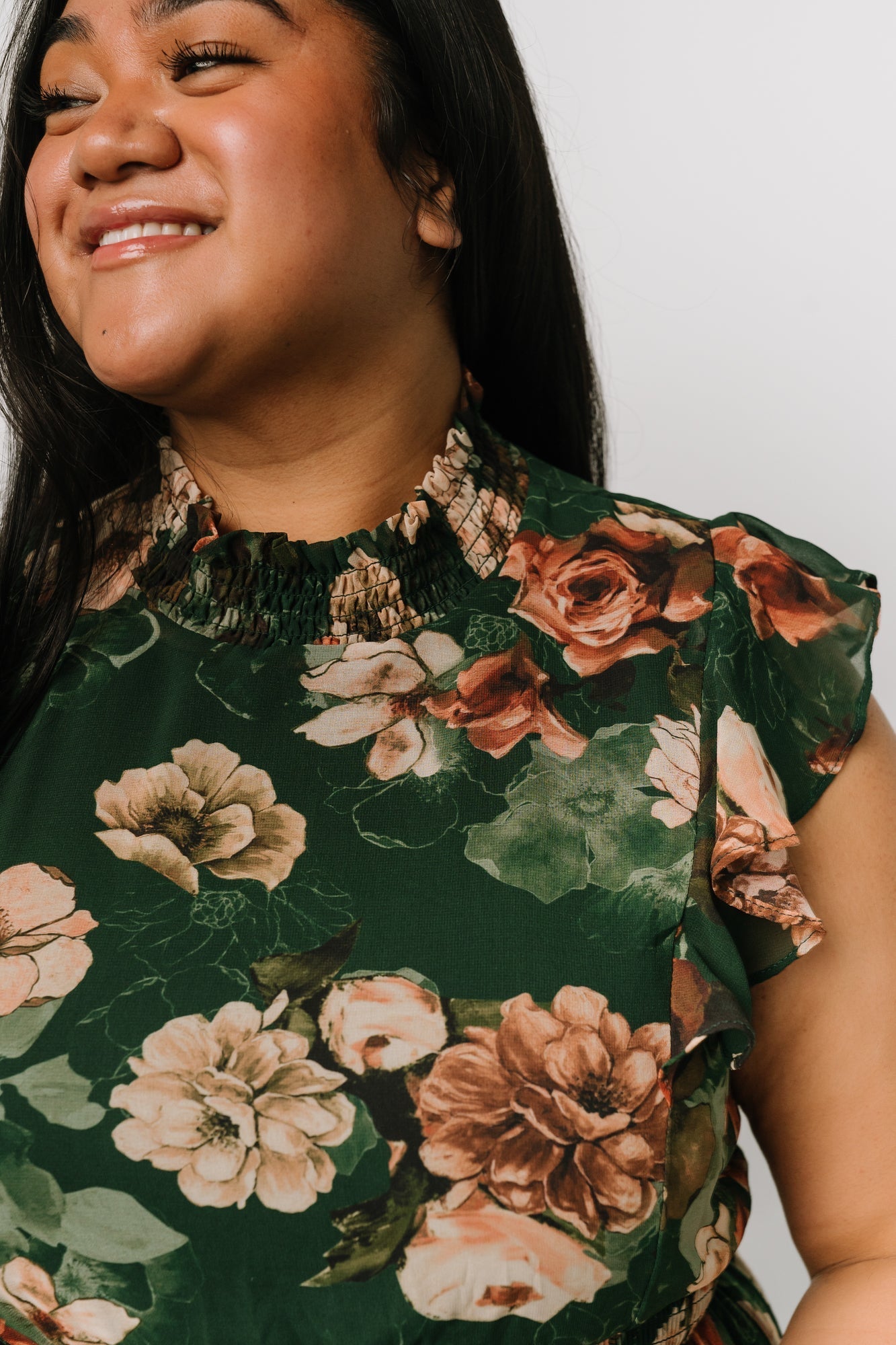 Kearny Ruffle Maxi Dress | Baltic Born Dark Green Floral