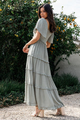Lenora Smocked Dotted Maxi Dress | Baltic Born Sage