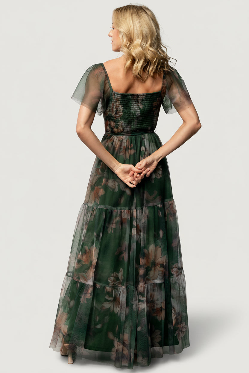 Nicola Tulle Maxi Dress | Baltic Born Deep Green Floral