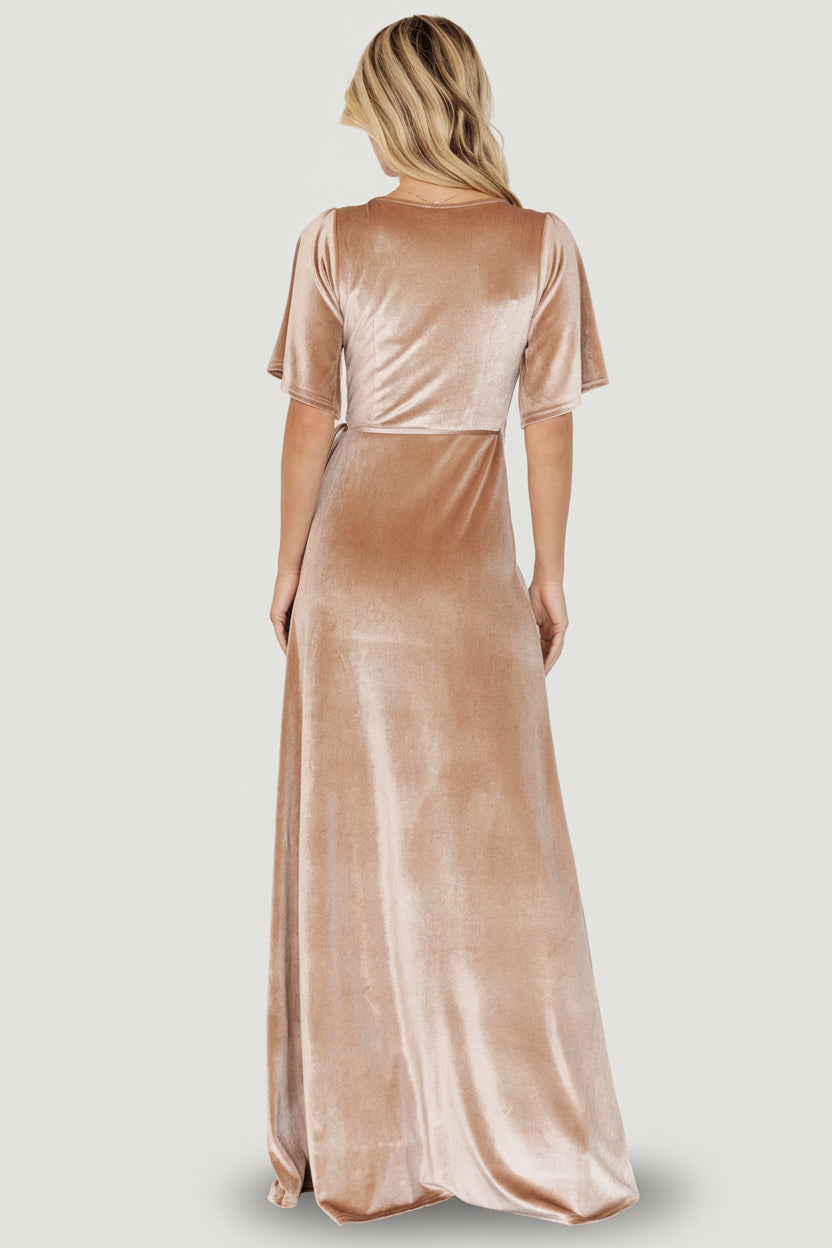 Meghan Velvet Wrap Maxi Dress | Baltic Born Champagne