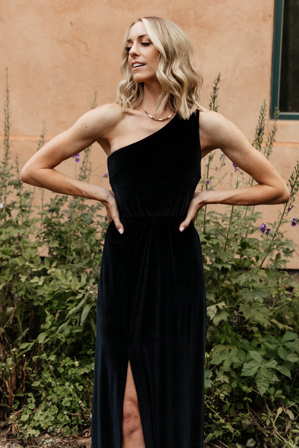 Tatiana Velvet One Shoulder Maxi Dress | Baltic Born Black