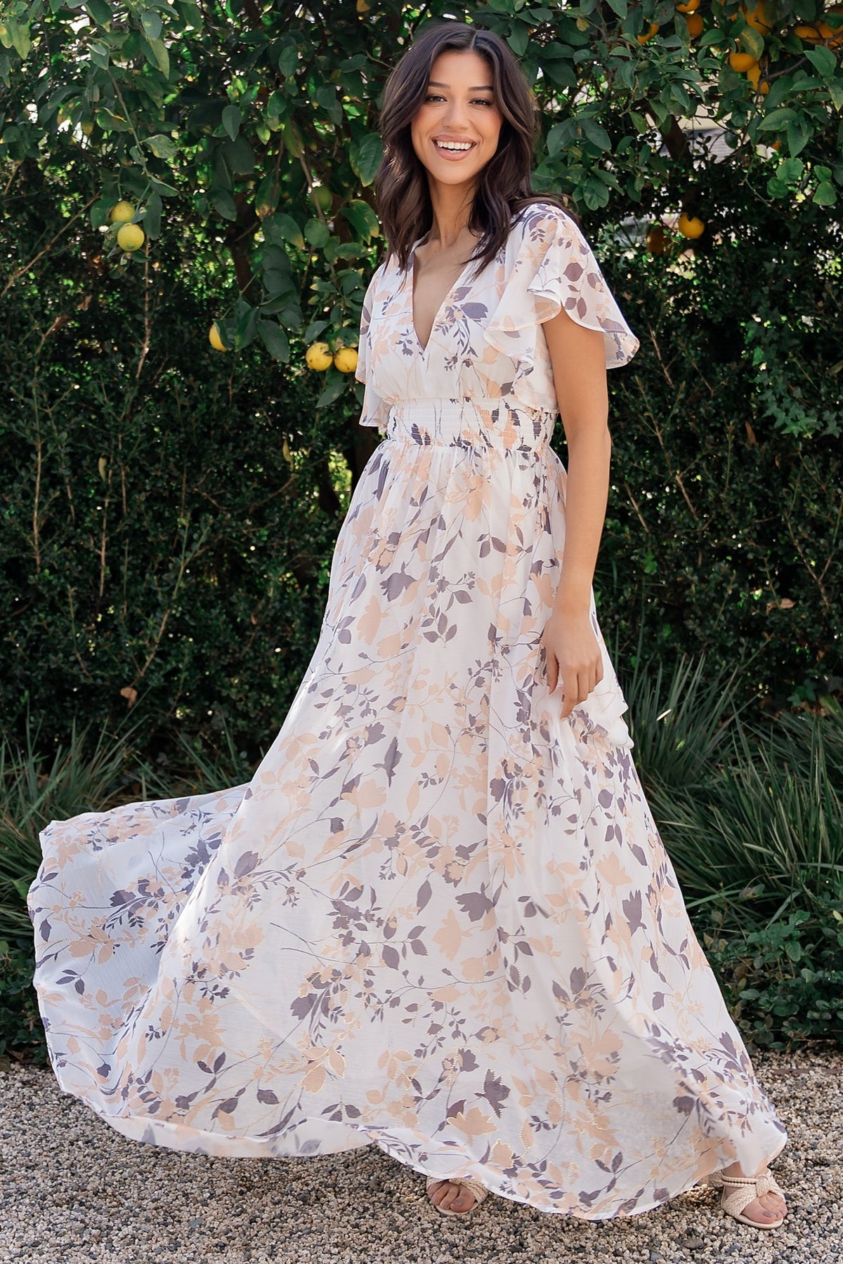 Lynlee Metallic Maxi Dress | Baltic Born Off White Print