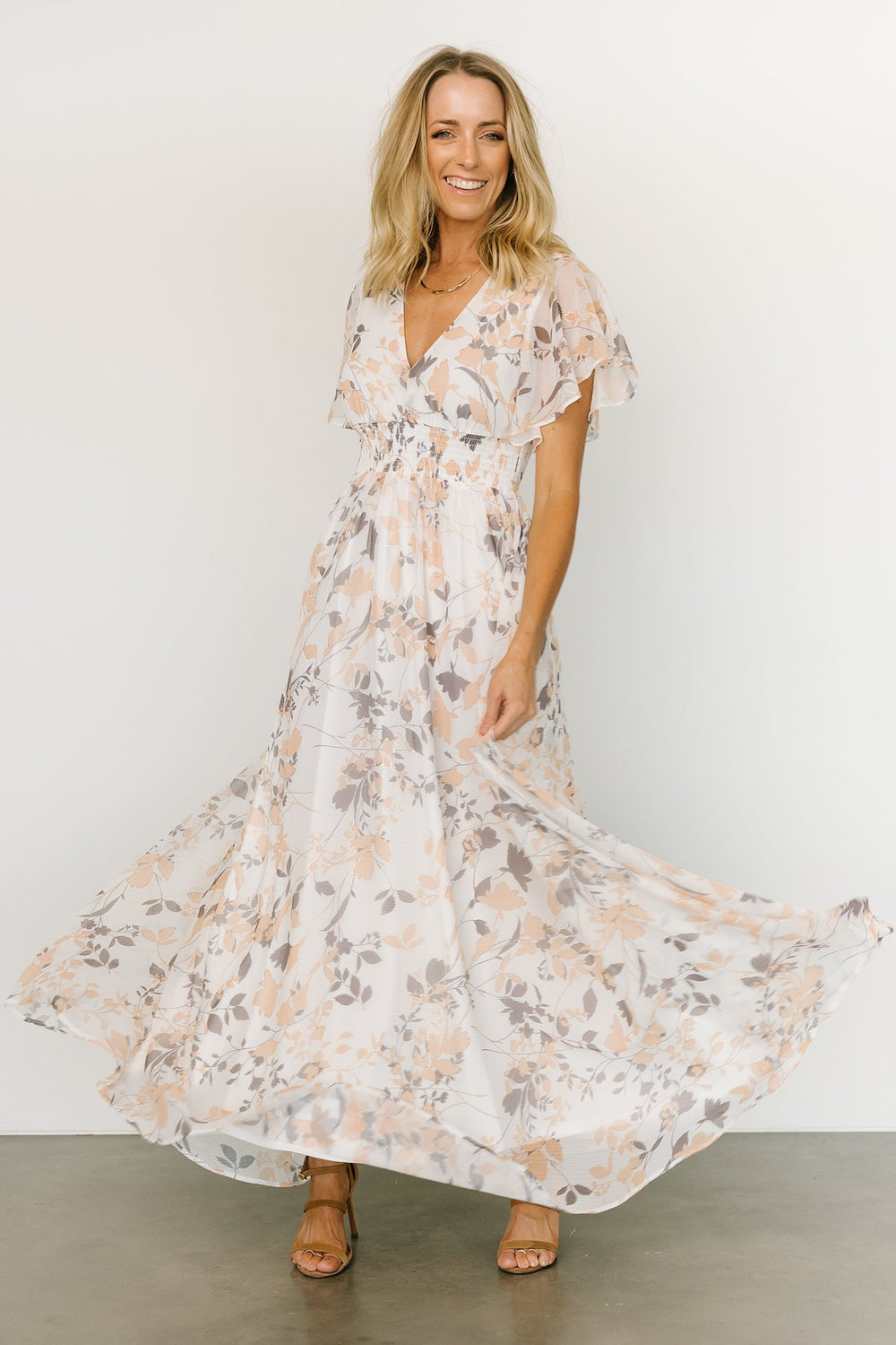 Lynlee Metallic Maxi Dress | Baltic Born Off White Print