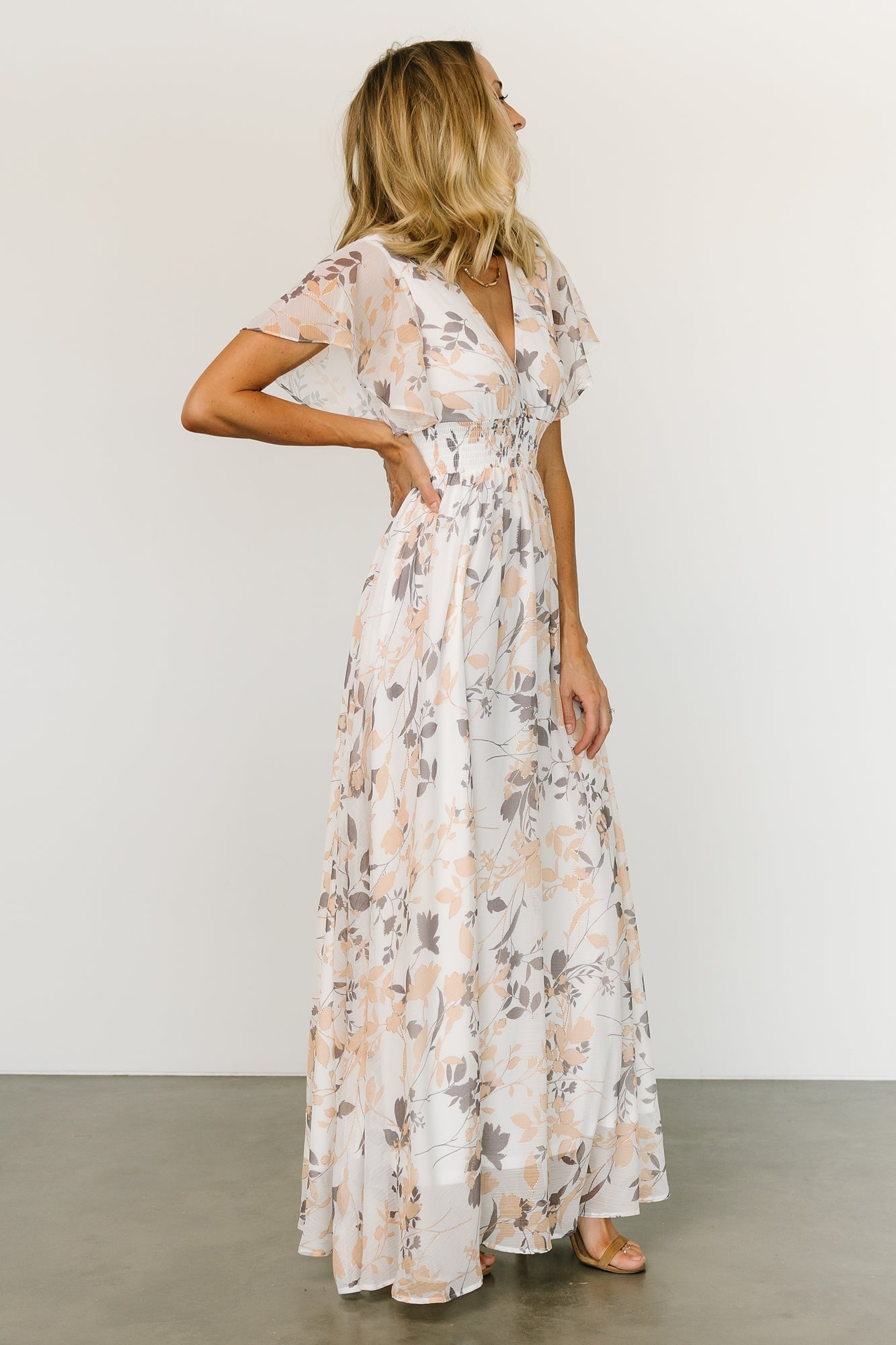 Lynlee Metallic Maxi Dress | Baltic Born Off White Print
