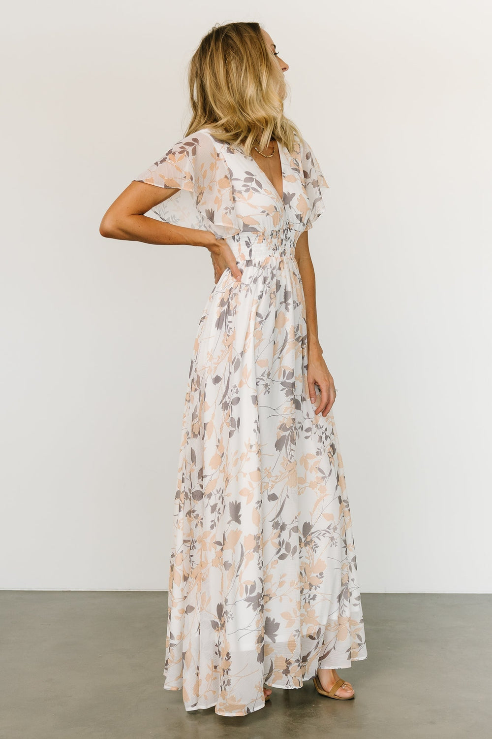 Lynlee Metallic Maxi Dress | Baltic Born Off White Print