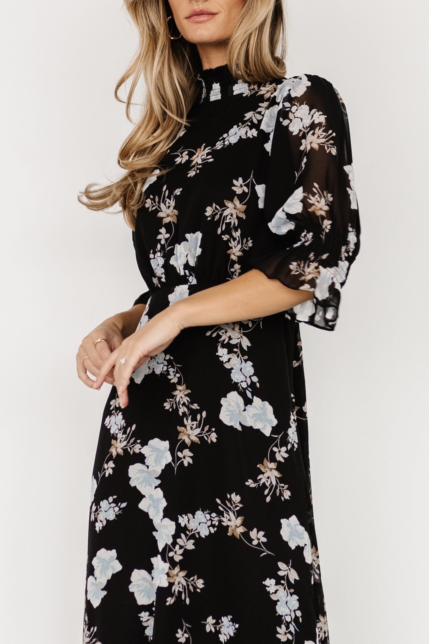 Marie Mock Neck Maxi Dress | Baltic Born Black Floral