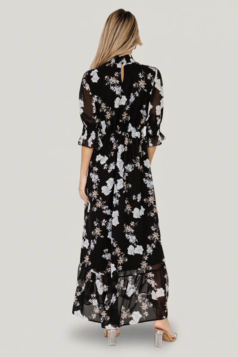 Marie Mock Neck Maxi Dress | Baltic Born Black Floral