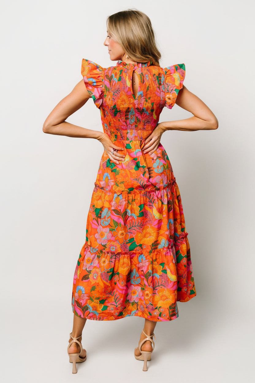 Emily Smocked Tier Dress | Baltic Born Orange Floral