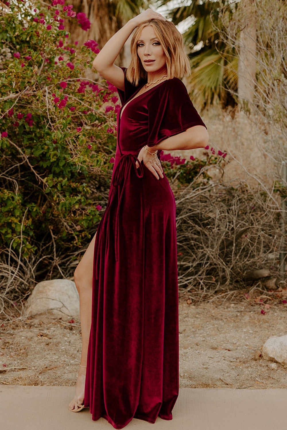 Meghan Velvet Wrap Maxi Dress | Baltic Born Mulberry