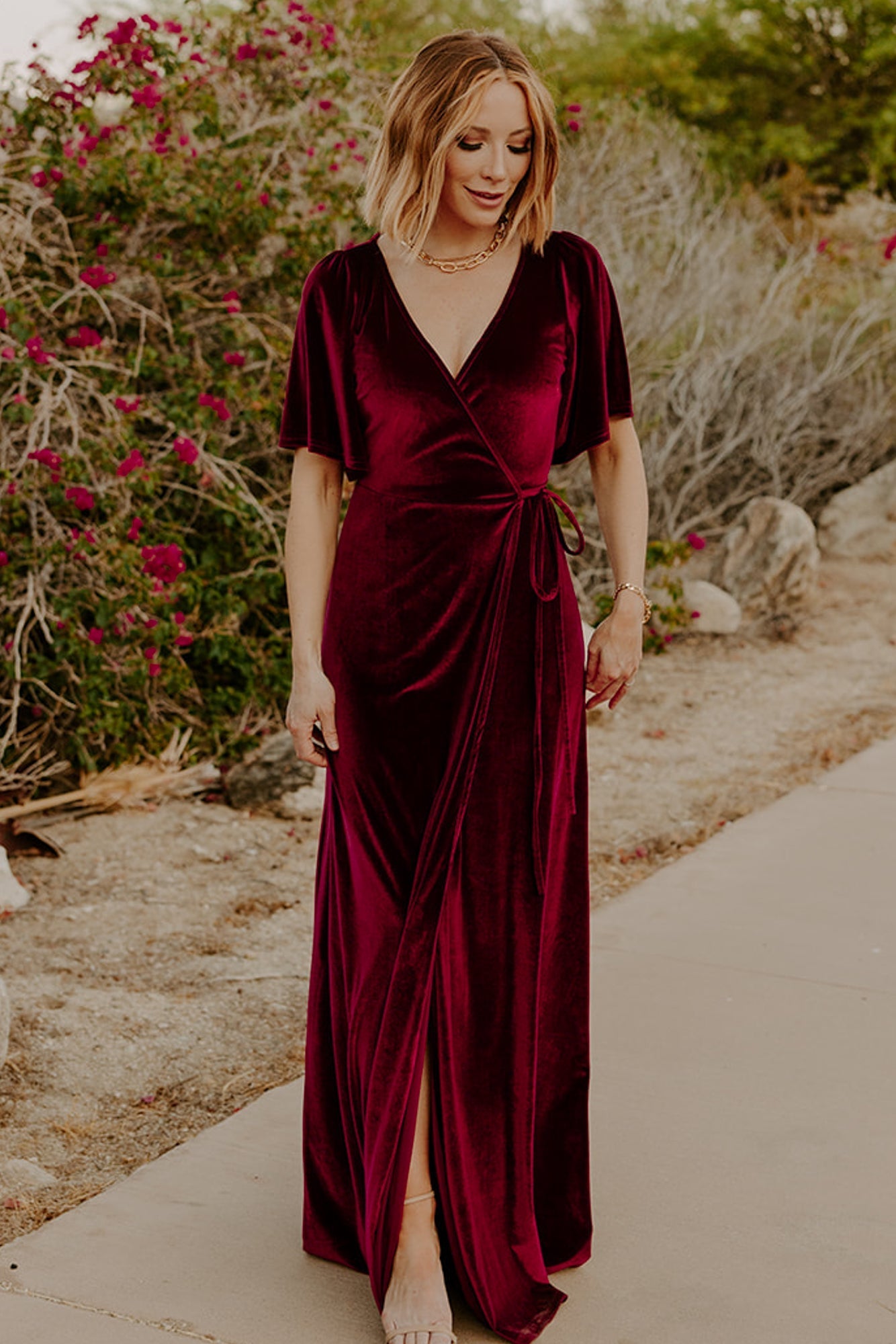 Meghan Velvet Wrap Maxi Dress | Baltic Born Mulberry