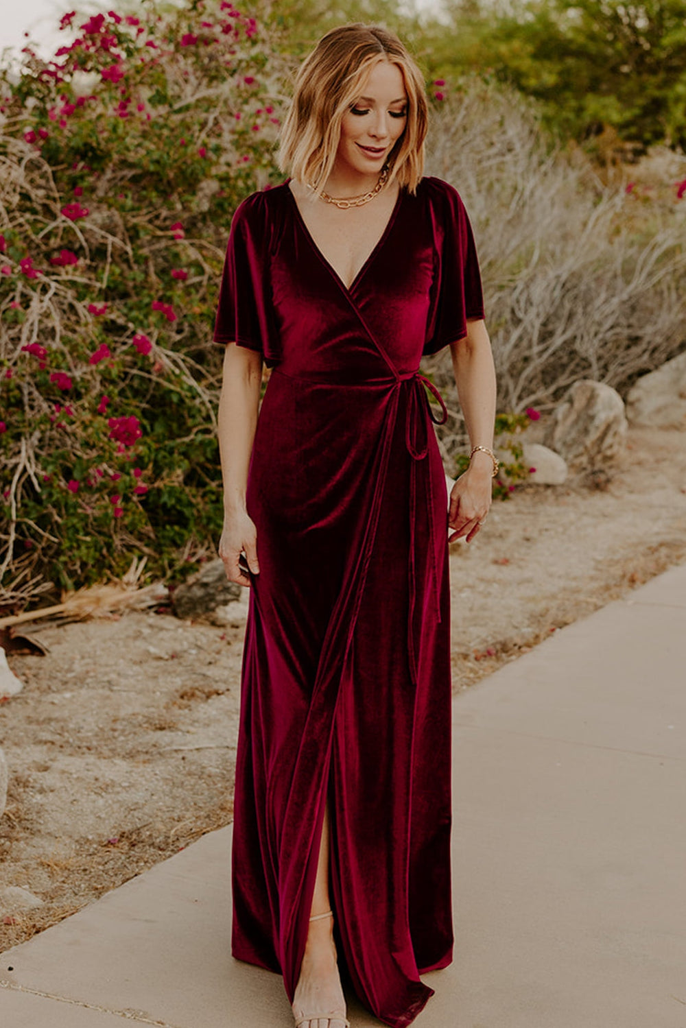 Meghan Velvet Wrap Maxi Dress | Baltic Born Mulberry