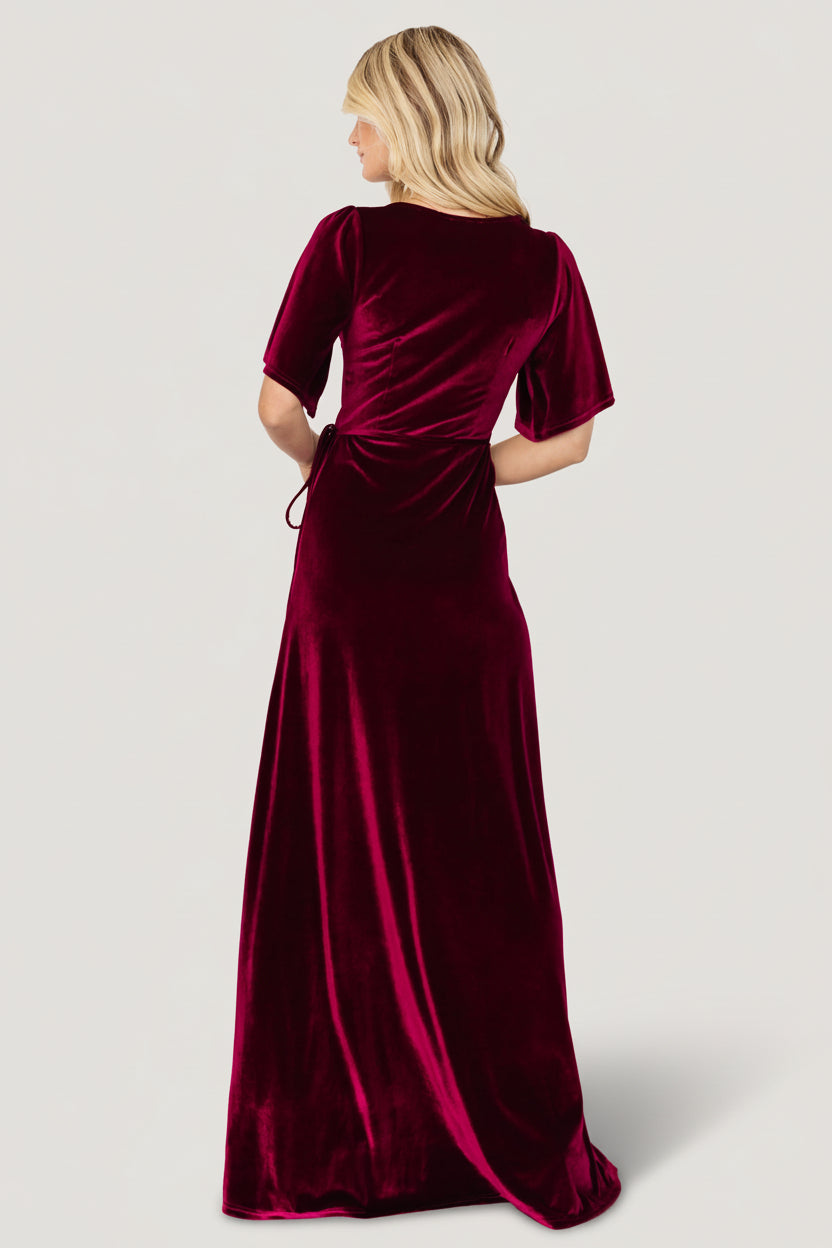 Meghan Velvet Wrap Maxi Dress | Baltic Born Mulberry