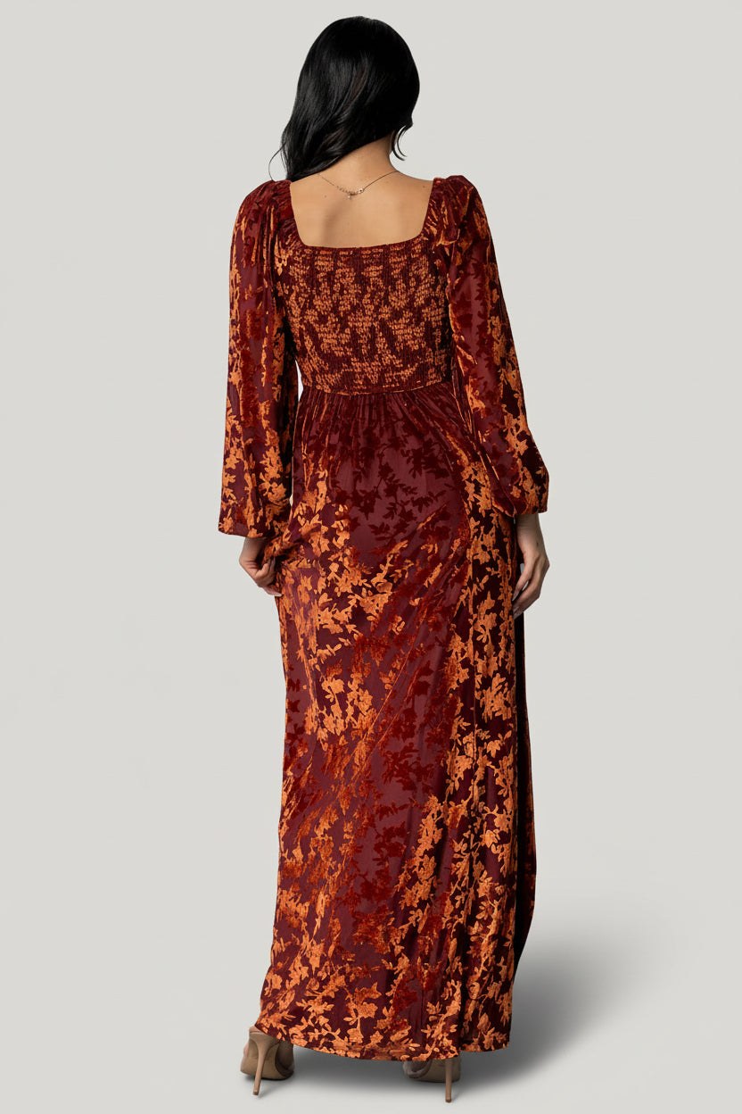 Aurora Velvet Maxi Dress | Baltic Born Clove + Copper Floral