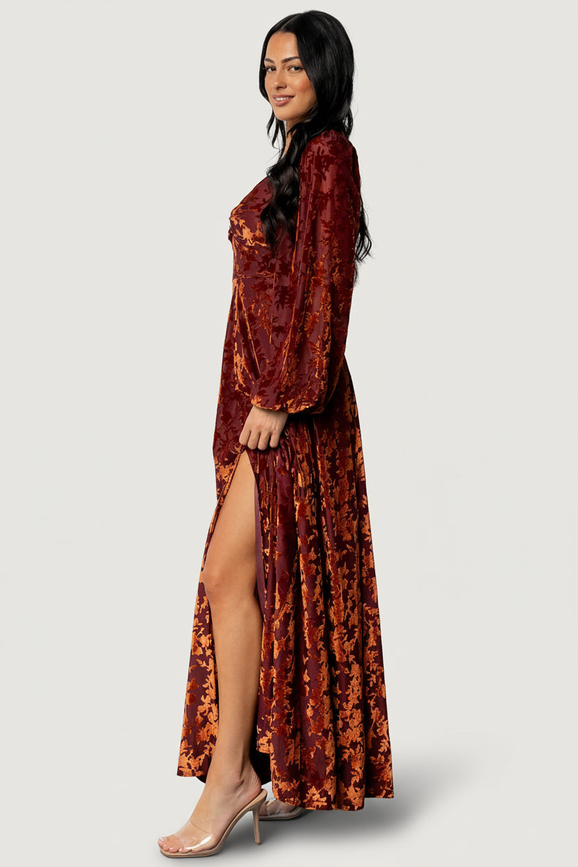 Aurora Velvet Maxi Dress | Baltic Born Clove + Copper Floral
