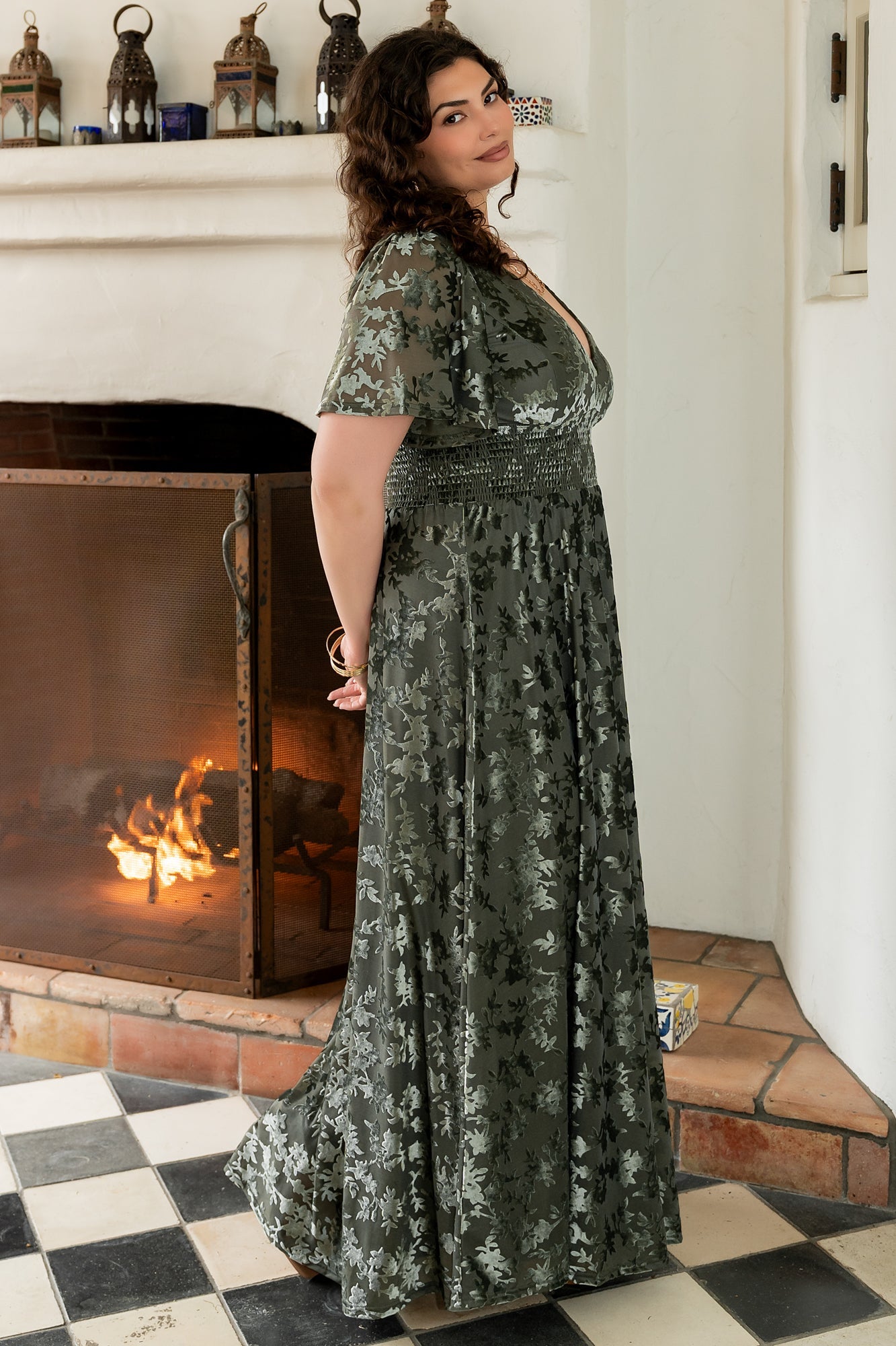 Veronica Velvet Maxi Dress | Baltic Born Dark Sage