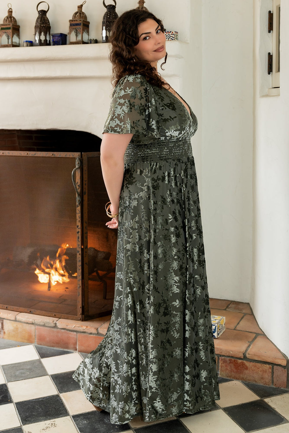 Veronica Velvet Maxi Dress | Baltic Born Dark Sage