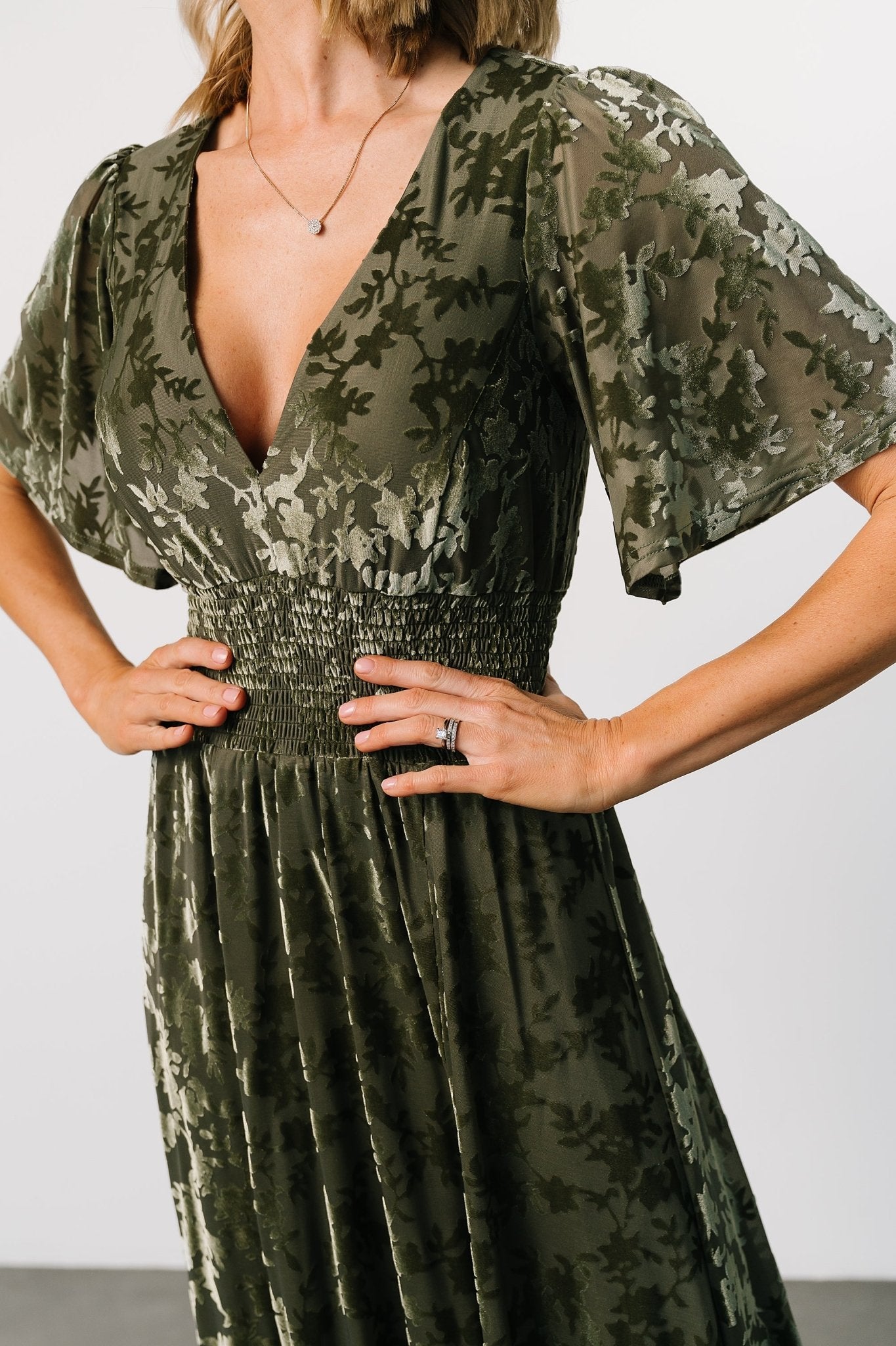 Veronica Velvet Maxi Dress | Baltic Born Dark Sage