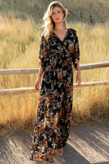 Kia Kimono Maxi Dress | Baltic Born Black + Copper Floral
