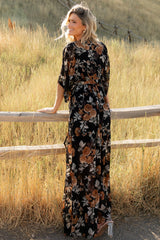 Kia Kimono Maxi Dress | Baltic Born Black + Copper Floral