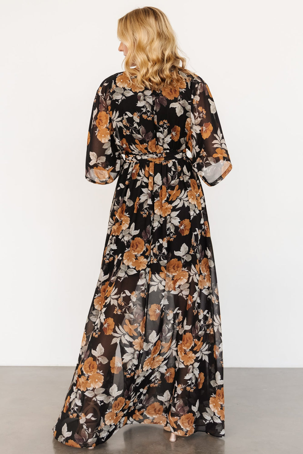 Kia Kimono Maxi Dress | Baltic Born Black + Copper Floral