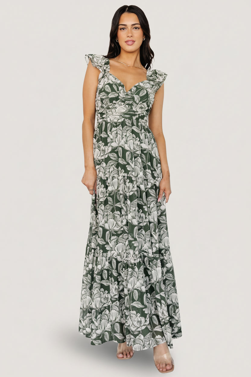 Martina Maxi Dress | Baltic Born Green + White
