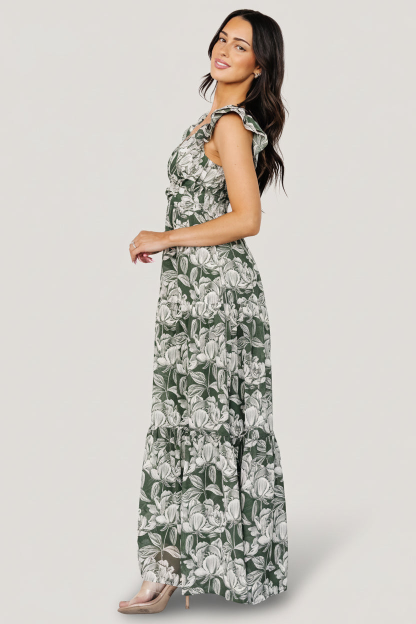 Martina Maxi Dress | Baltic Born Green + White